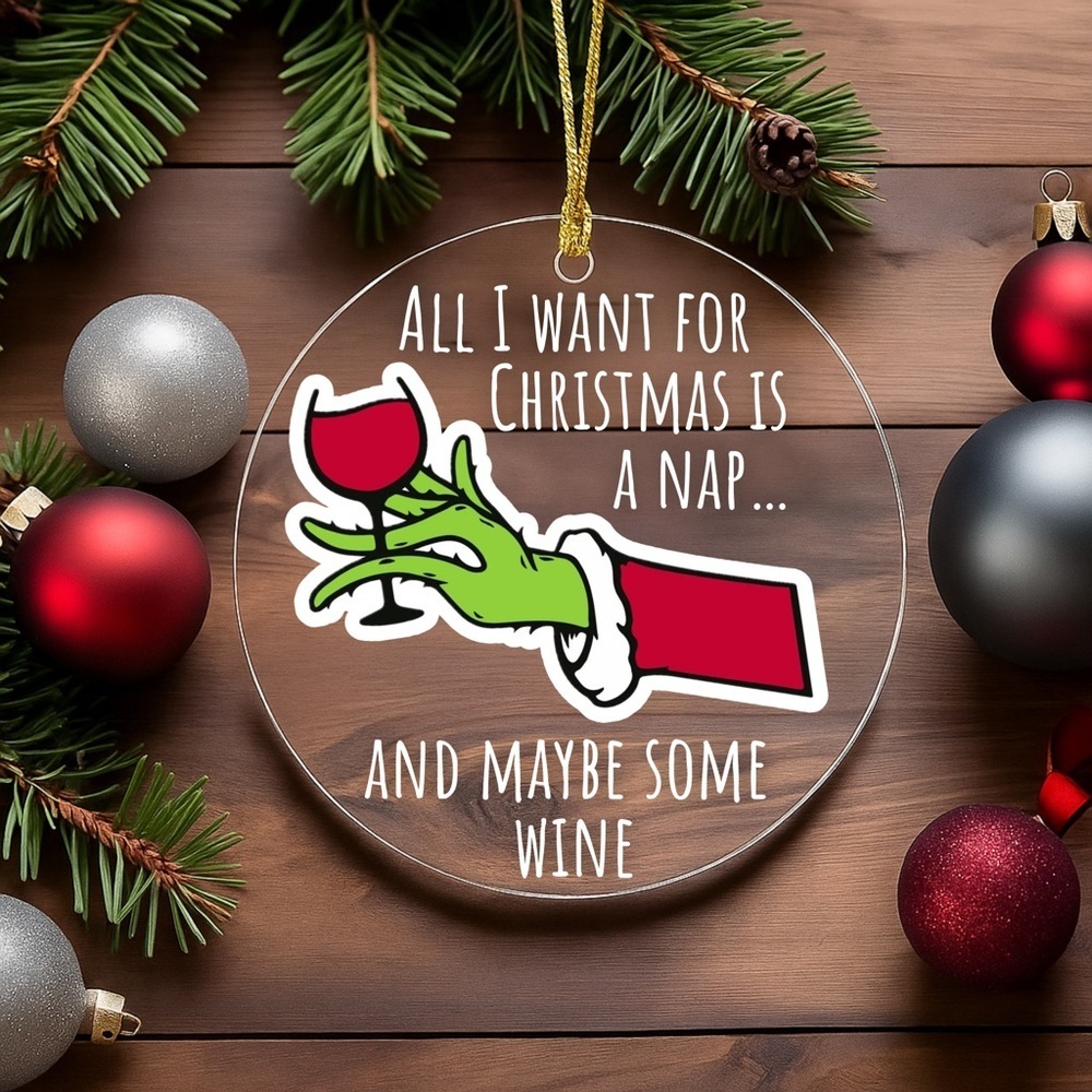 6pc Christmas Grinch Ornament Set - Transparent - 6-Piece Set